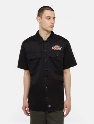 Camisas Dickies Clintondale Short Sleeve Masculino Pretas | 321910807