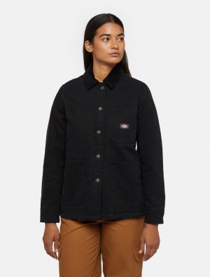 Jaquetas Dickies Duck Canvas Lined Chore Feminino Pretas | 110638567