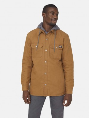 Jaquetas Dickies Duck Shirt Masculino Marrom | 213147089